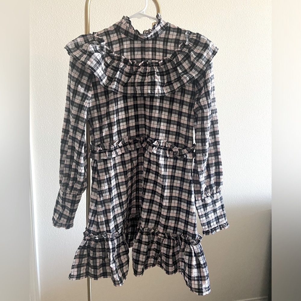 Ganni plaid mini dress